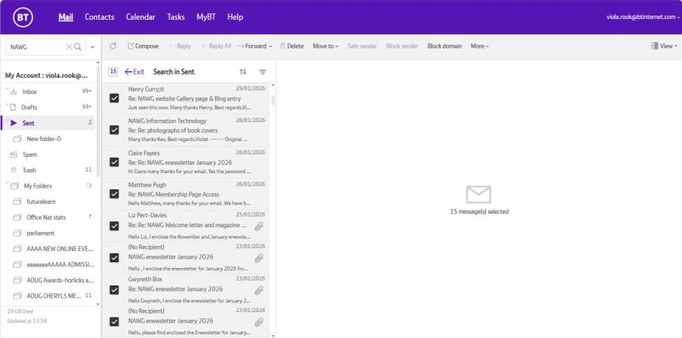 Image: Screen shot of a list of email messages