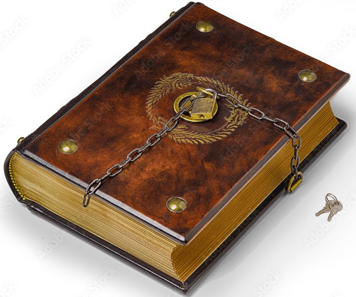Image: An old book with a padlock on it